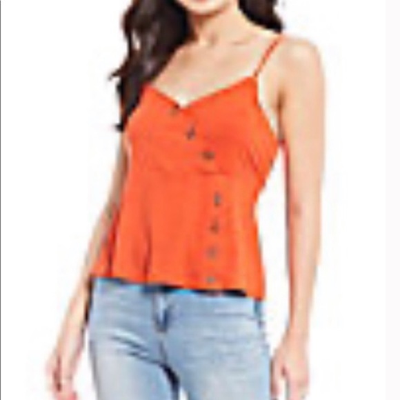 Honey & Sparkle Pumpkin Orange Button Front Cami Tank Top - Picture 3 of 10